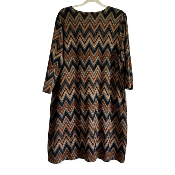 Tacera 3X Womens Chevron Print Dress  Long Sleeves Retro Vibes 70s Plus Size - Picture 8 of 8